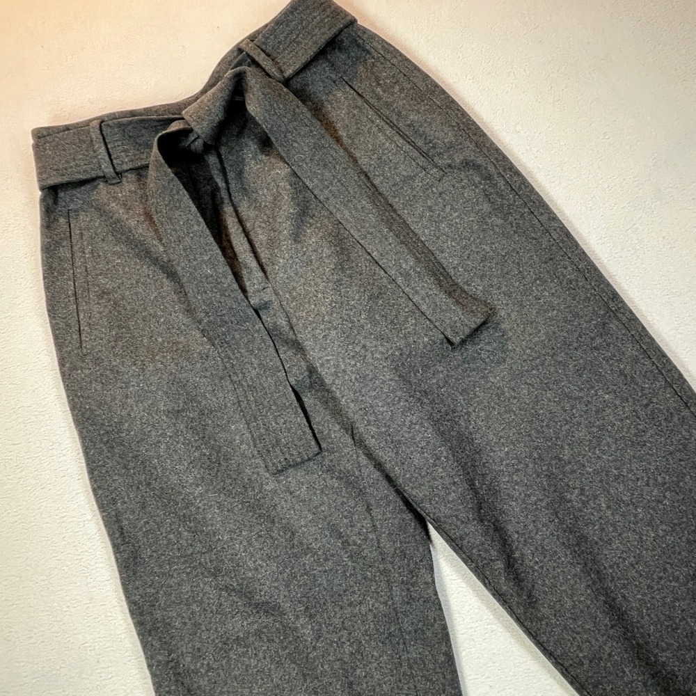 Aritzia Wilfred Jallade Pants Womens 6 Gray Wool Cashmere Tie Belt Trousers